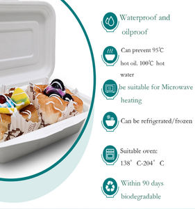 Contenitore per pranzo in carta biodegradabile ecologico a buon mercato con coperchio di canna da zucchero bagassa cibo <span class=keywords><strong>7x5</strong></span> scatola di conservazione degli alimenti - Product Image 5