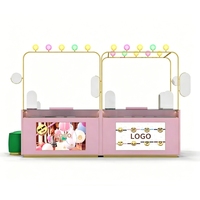 Kiosque de magasin pop-up rose et mignon, présentoir à bijoux et cosmétiques, fabrication OEM, design de magasin personnalisé, solution de vitrine tout-en-un