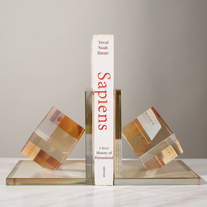 Sujetalibros minimalistas modernos de cristal con forma irregular, paquete de varias piezas para decoración de oficina, escritorio, hogar y estudio - Product Image 2
