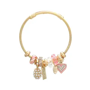 Luxury Designer Crystal Dangle Charms Bracelet Bling With Charms For Rosary Hanging Bracelet Bangles