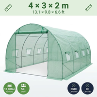 Grande serre tunnel autoportante 4x3x2m avec couverture en PE renforcé résistant aux UV et structure en acier galvanisé pour culture de plantes