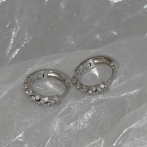 S925 Sterling Silver <b>Fine</b> <b>Stud</b> <b>Earrings</b> Fried Dough Twists Zircon Ear Buckle Small Design Light Luxury Earhole <b>Earrings</b> - Product Image 3