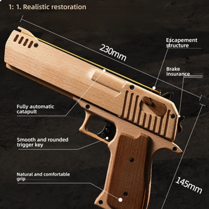 ปืนของเล่นไม้แบบยิงต่อเนื่องกลางแจ้ง ดีไซน์ <span class=keywords><strong>M1911</strong></span> ยิงเร็ว ทำมือ ของขวัญสำหรับเด็กผู้ชาย ปืนยิงหนังสติ๊ก - Product Image 3