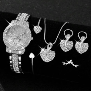 <span class=keywords><strong>Montre</strong></span> à quartz pour <span class=keywords><strong>femme</strong></span>, ensemble de bijoux de <span class=keywords><strong>luxe</strong></span> en <span class=keywords><strong>or</strong></span> avec bague, collier, boucles d'oreilles et strass, <span class=keywords><strong>montre</strong></span>-bracelet tendance pour <span class=keywords><strong>femme</strong></span>, montres décontractées pour dames - Product Image 3