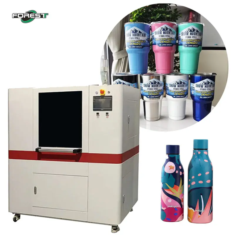 Mesin cetak botol kaleng otomatis Digital, Printer silinder Printer Uv 360 dengan mekanisme Putar