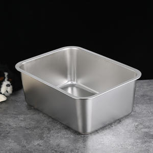 Kant-en-klare geïntegreerde kattenbak van roestvrij staal, anti-stoot, reinigingsvriendelijk, huisdierbenodigdheden, plastic binnenruimte, open kattentoilet - Product Image 2