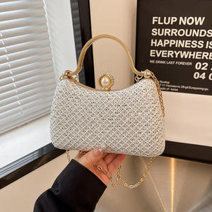 Sac élégant à porter sous le bras, sacs de soirée de luxe ornés de diamants avec chaîne, sacs à bandoulière pour femmes, sacs fourre-tout tendance pour femmes - Product Image 4