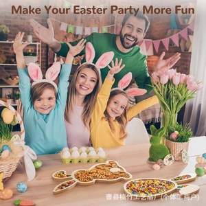 Wooden Easter Bunny <b>Snack</b> <b>Tray</b> Natural Wood Color For Dessert Candy Serving <b>Trays</b> - Product Image 5
