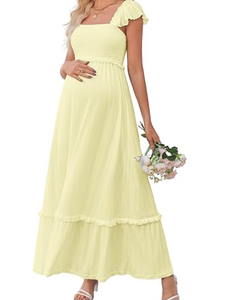 New Casual <b>Summer</b> <b>Boho</b> Strapless Breathable Woven Solid Color Midi <b>Dress</b> for Women for Fashion - Product Image 2