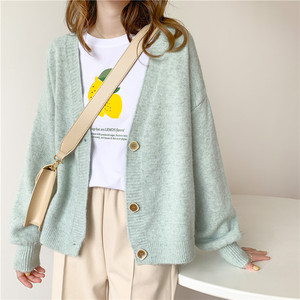 Coréen <span class=keywords><strong>Chic</strong></span> Tops Femmes <span class=keywords><strong>Pull</strong></span> Cardigans Oversize Automne Hiver Femme Filles col V En Tricot Cardigans Filles Outwear Pulls - Product Image 1