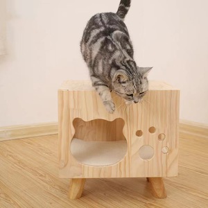 Solid Wood Cat <b>Bed</b> Square Pet <b>House</b> Multifunctional Stool For Cats Medium Size - Product Image 4