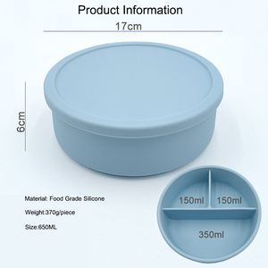 Lonchera Redonda Reutilizable, Contenedor de Alimentos de Silicona de Grado Alimenticio, a Prueba de Fugas, con 3 Compartimentos, Bento Box, Productos de Seguridad para Bebés - Product Image 3