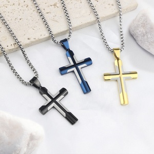 <span class=keywords><strong>2025</strong></span> liontin salib kustom Paskah kalung untuk pria perhiasan baja tahan karat massal dengan kotak hadiah Logo rantai - Product Image 2