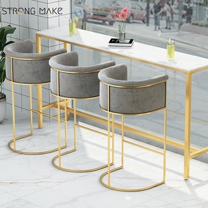 <span class=keywords><strong>Tabouret</strong></span> <span class=keywords><strong>de</strong></span> <span class=keywords><strong>bar</strong></span> haut <span class=keywords><strong>de</strong></span> gamme <span class=keywords><strong>de</strong></span> style nordique, rembourré, en cuir et velours, moderne, noir et or, pour la cuisine - Product Image 1