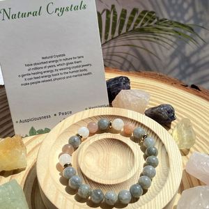 Pulsera de Piedra Natural con Cuentas de Cristal de Colores, Piedra de Nacimiento, Diseño de Tendencia, para Mayoristas, Tarjeta de Consejos de Mantenimiento - Product Image 3