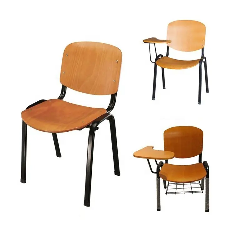 Mobili per la scuola sedia da scrittura impilabile in legno per studenti con Tablet