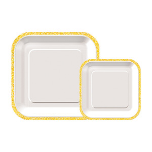 Assiettes en papier jetables carrées de couleur unie dégradée pour fêtes et pique-niques, assiettes à gâteau en papier - Product Image 6