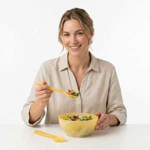 Eco-Friendly <b>Salad</b> Servers Set Resin Dishwasher Safe Yellow <b>Salad</b> <b>Tools</b> - Product Image 1