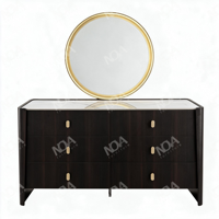 Ensemble de meubles de chambre à coucher de luxe avec LED, USB et plateau en pierre frittée, suite de chambre pour appartement, villa, hôtel