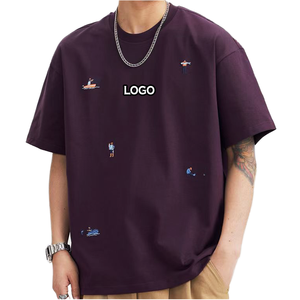 เสื้อยืดโอเวอร์ไซส์ผู้ชาย ปักโลโก้ตามสั่ง พิมพ์ลาย ผ้าฝ้าย สตรีทแวร์ ทรงหลวม แขนสั้น ขายส่ง 2026 - Product Image 1