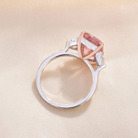 Sgarit Fabricant 6ct Naturel Rose Morganite Bague Emeraude Coupe S925 Argent Fine Jewelry Moissanite Ring Collection