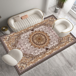 Tapis persans et turcs beiges bon marché du fournisseur d'usine, imprimés en 3D, en polyester, fabriqués à la machine, à motifs floraux, pour la maison, la prière et le salon - Product Image 3