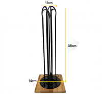 Support à capsules de café en métal noir avec base en bois, support vertical pour dosettes Nespresso pour comptoir