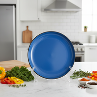 Service de table en céramique bleu classique, assiettes, bols, tasses à thé, résistant à la chaleur, compatible four et micro-ondes, anti-fuite, vaisselle en grès