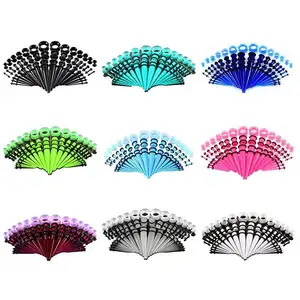 Nuevo 50 unids/set 14-00G acrílico tapones y tapones túneles de silicona oreja calibre expansor conjunto cuerpo Piercing joyería oreja estiramiento Kit - Product Image 1