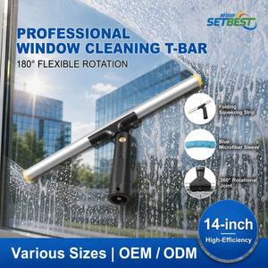 Laveuse de vitres pivotante en aluminium de 14 pouces/35 cm avec poignée en plastique durable pour le nettoyage de vitres commerciales - Product Image 1