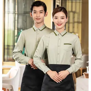 Новый дизайн формальная рубашка с длинным рукавом отель ресторан официант и официантка Рабочая одежда Униформа
