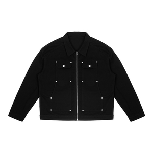 Nouvel arrivage de <span class=keywords><strong>veste</strong></span> universitaire surdimensionnée zippée avec logo personnalisé pour hommes <span class=keywords><strong>veste</strong></span> punk noire à rivet et écusson ongles - Product Image 6