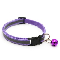 Collier réfléchissant réglable en polyester pour animaux de compagnie avec boucle de visage de chat et cloche en métal multicolore pour petits chiens et chats