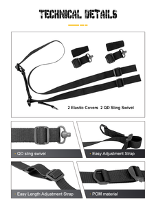 Outdoor Polyester <span class=keywords><strong>Nylon</strong></span> 66 Riem Set Schouderpad Tactische Riem Verstelbare 2-Punts Touw Slinger Met Legering Bevestigingshaken - Product Image 6