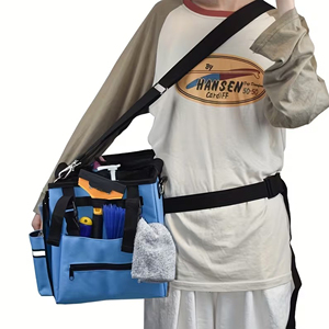 Heavy Duty Cleaning <b>Tool</b> <b>Bag</b> with Foldable Dividers Large Capacity Housekeeping Caddy Gardening Storage Tote with Shoulder Strap - Product Image 6