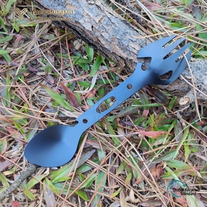Portable Pure Titanium Cutlery <b>Set</b> for Tour All Seasons Fashionable Compact Lightweight Fork Spoon for Travel Camping Hiking - Product Image 6