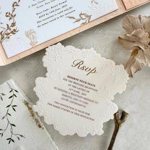 Invitaciones de Boda de Lujo, Diseño de Logotipo Personalizado, Papel Kraft, Impresión Tipográfica en Cartón, Grabado en Relieve, Proveedores de Sets al por Mayor - Product Image 4