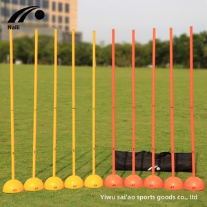 Poteaux de marquage pour entraînement de football, ensemble de cônes de dribble, drapeaux de coin, équipement scolaire, poteaux d'obstacles 1,5 m, lot de 4, PVC et ABS, orange/jaune - Product Image 3