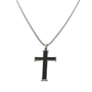 Stainless Steel <b>Cross</b> Pendant Necklace Men's Geometric Design Bezel Setting Fashion Jewelry - Product Image 3
