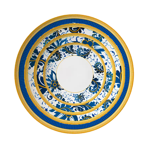 Table Ware <b>Dinnerware</b> <b>Sets</b> Nordic Ceramic Dining Plates Pastel Colour Luxury Dinner <b>Set</b> Royal Blue Gold Rim Plates - Product Image 2
