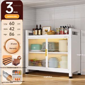 Large Capacity Eco Friendly Waterproof Metal Modern Multifunction <b>Storage</b> Rack Double Door <b>Kitchen</b> Cabinet Microwave Tableware - Product Image 5