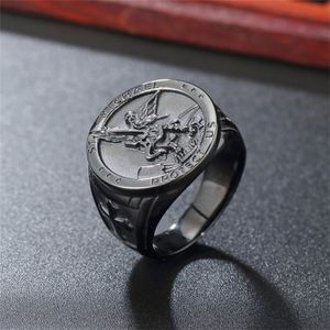 Anillos de Dedo de Aro Chapados en Oro de 18k Resistentes al Agua, Anillos de Sello de Ángel para Hombre - Product Image 2