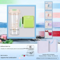 Coffret Cadeau Tasse Isotherme Fleur de Lys et Mini Ventilateur, Tasse à Eau Isolée et Ventilateur Portable, Boîte Cadeau Souvenir d'Été pour Clients Professionnels