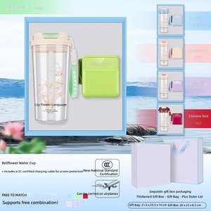 Set de Regalo Vaso Térmico y Mini Ventilador con Diseño de Flor de Lirio, Ventilador Portátil de Mano, Caja de Regalo de Recuerdo para Clientes de Negocios de Verano - Product Image 5