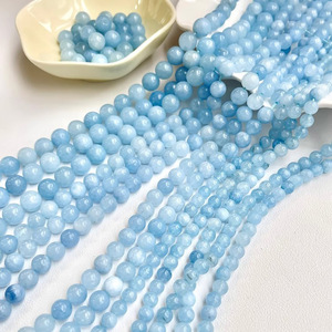 A buon mercato 6mm 8mm 10mm <span class=keywords><strong>mare</strong></span> blu pietra preziosa di pietra rotonda perle di acquamarina perline per gioielli collana fai da te fare all'ingrosso - Product Image 3