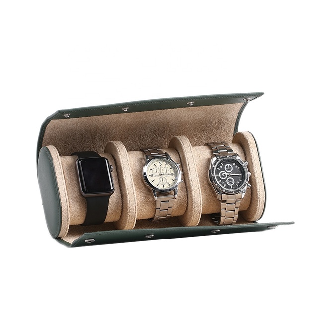 Watch Roll Watches Storage Box 3 Slots Portable Travel Custom Logo Luxury PU Faux Leather Promotion Business Gift Accessory