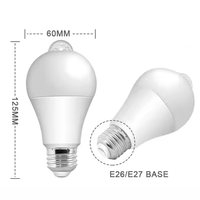 Huirong Sensor de movimiento Luz A60 5W E27 B22 Base 170-265V 2700K 4000K 6500K Luz inteligente Encendido/apagado automático PIR Sensor infrarrojo Bombilla LED