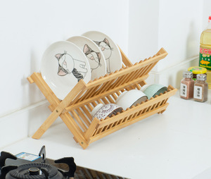 Syh1654 Modern Çift Katlı Katlanabilir Bambu Bulaşıklık, Mutfak Kurutma ve Günlük Tezgah Düzeni İçin - Product Image 3