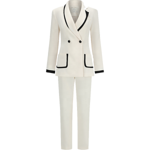 Costume deux pièces haut de gamme pour femmes, nouvelle mode, revers asymétrique, style dame de bureau, blazer et <span class=keywords><strong>pantalon</strong></span> avec décoration de boutons, vente en gros - Product Image 6