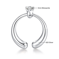 Bague ouverte minimaliste en moissanite pour femme, OEM, plaqué or de haute qualité, argent 925, bijoux personnalisés DIY, Anillos, Anelli